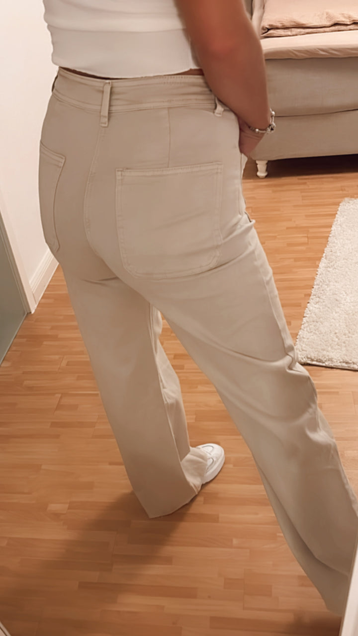 weite Jeans Hose " 8051/18 " / beige Art. 7659