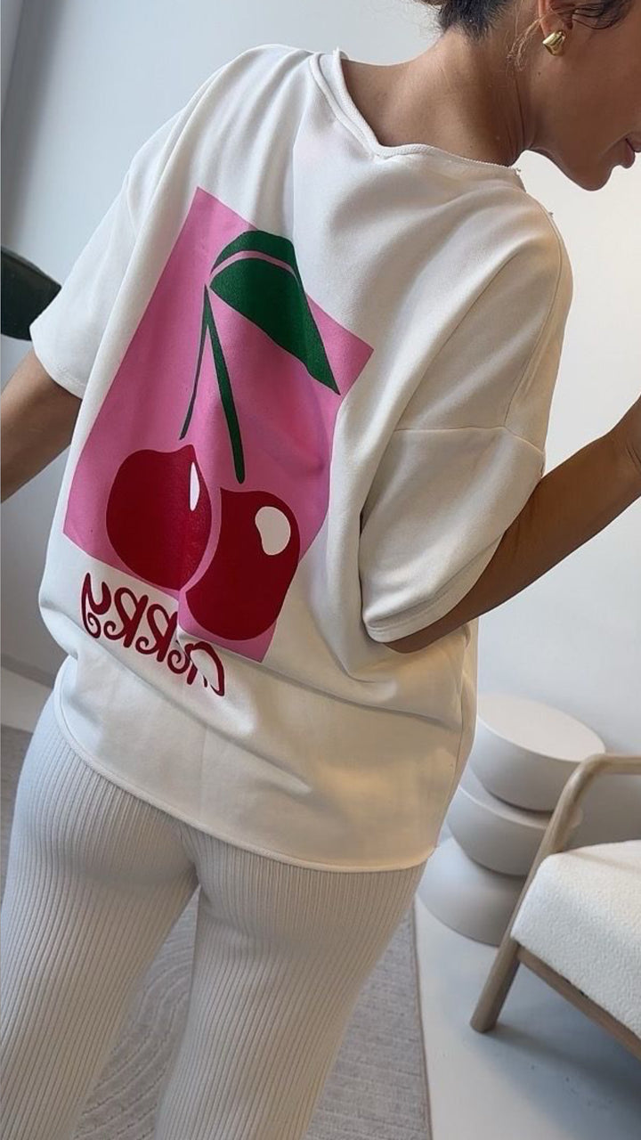 used T-shirt " Cherry " / vanille Art. 9231