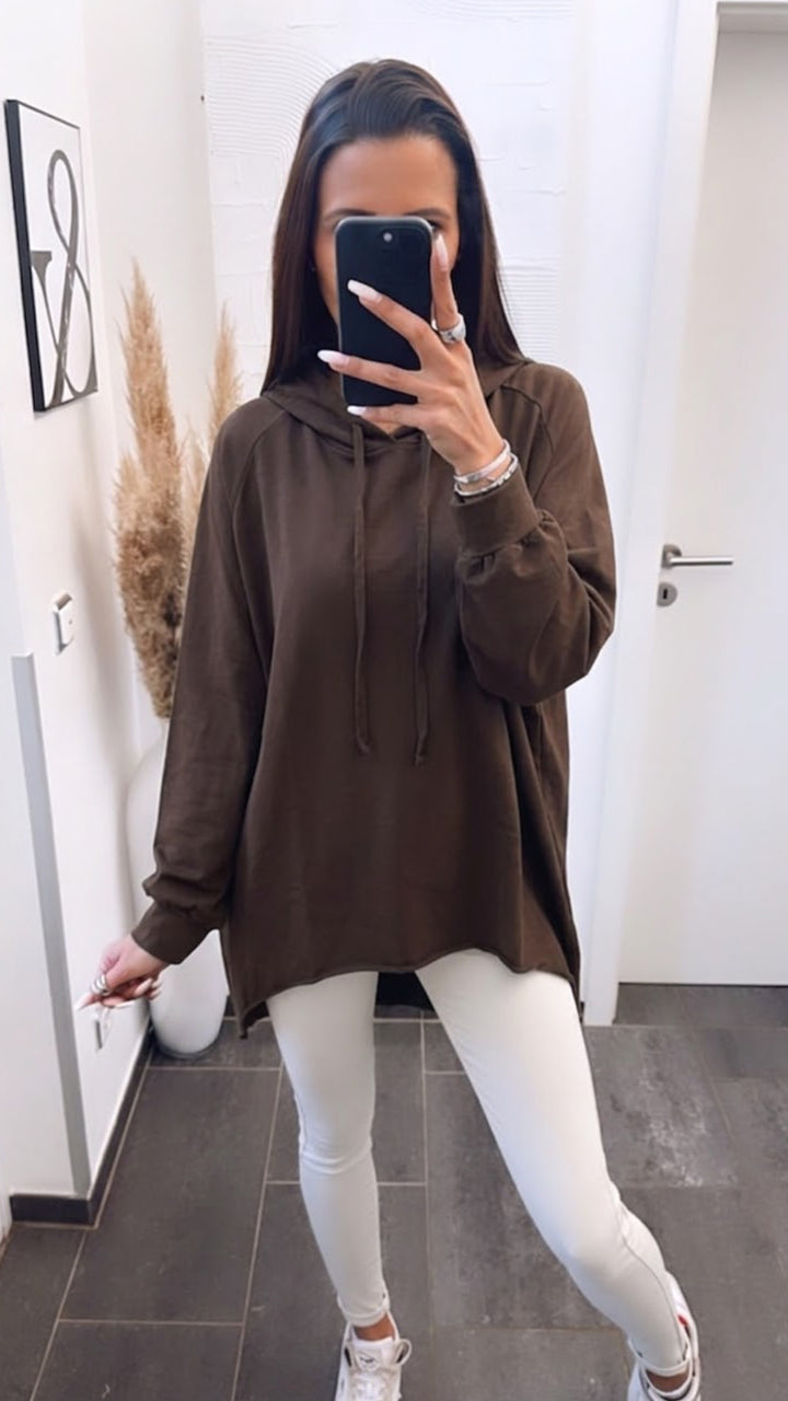 Vokuhila Hoodie / braun Art. 16109