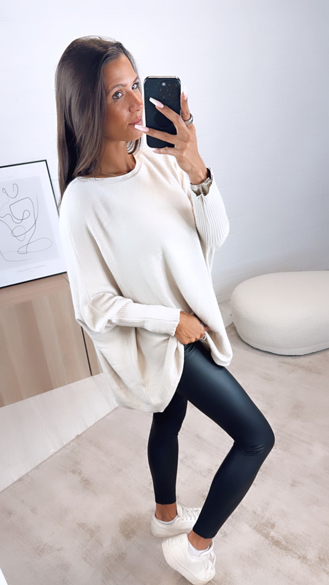 ultra weicher Pullover mit Fledermausärmeln / beige Art. 6861