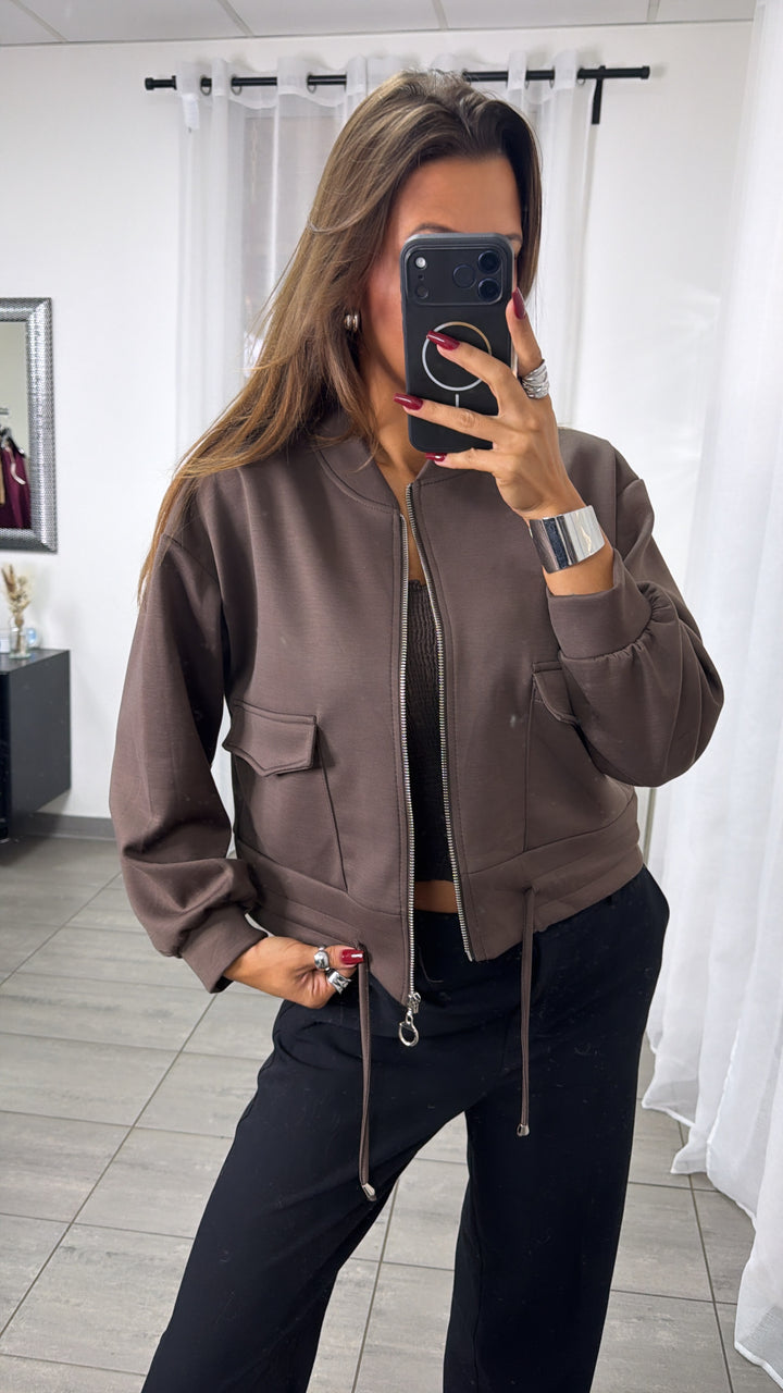 Casual Jacke mit Taschen / braun Art. 16163