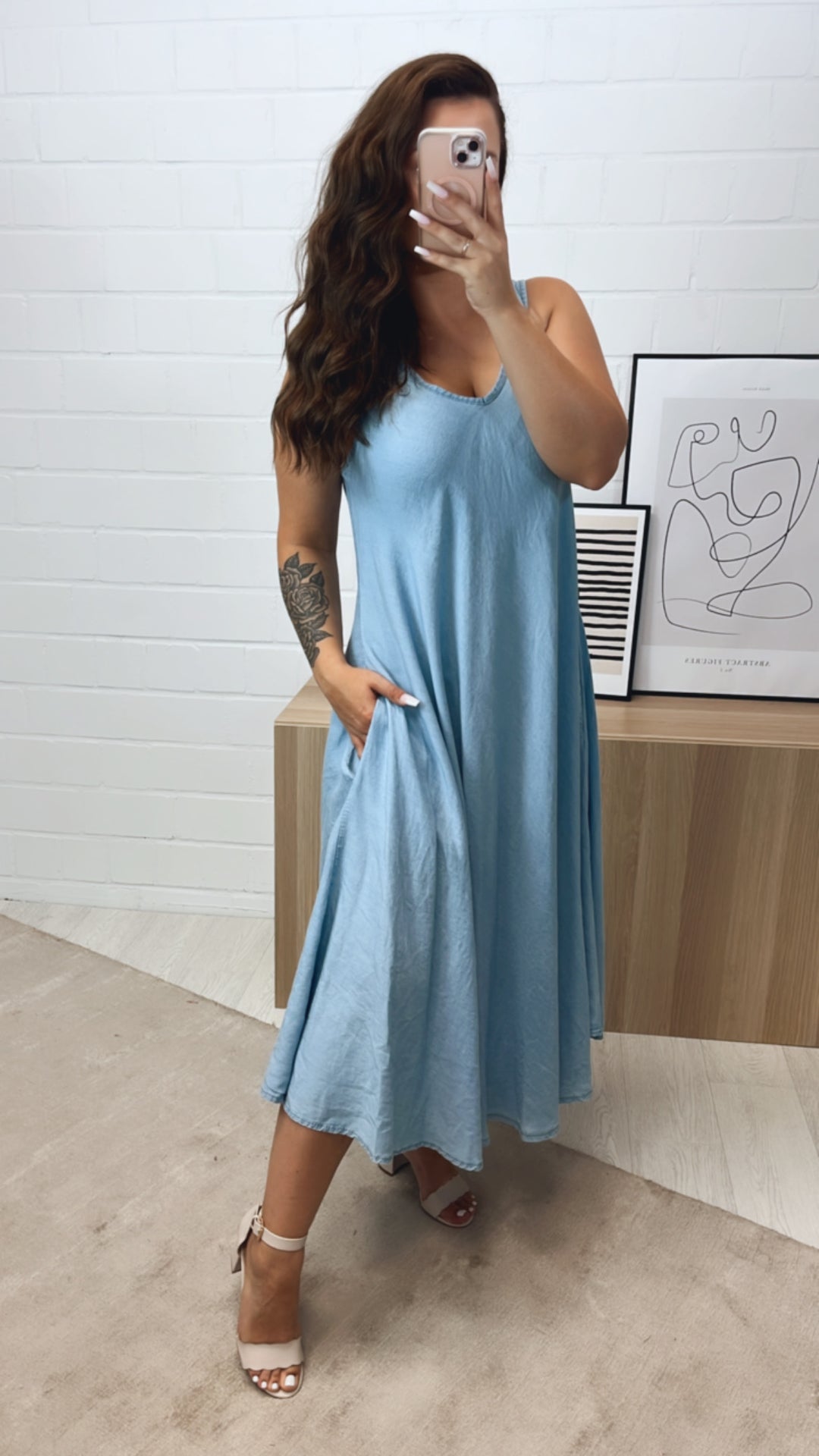 DENIM (Maxi-) Hängerchen, schmale Träger / hell Art. 10686