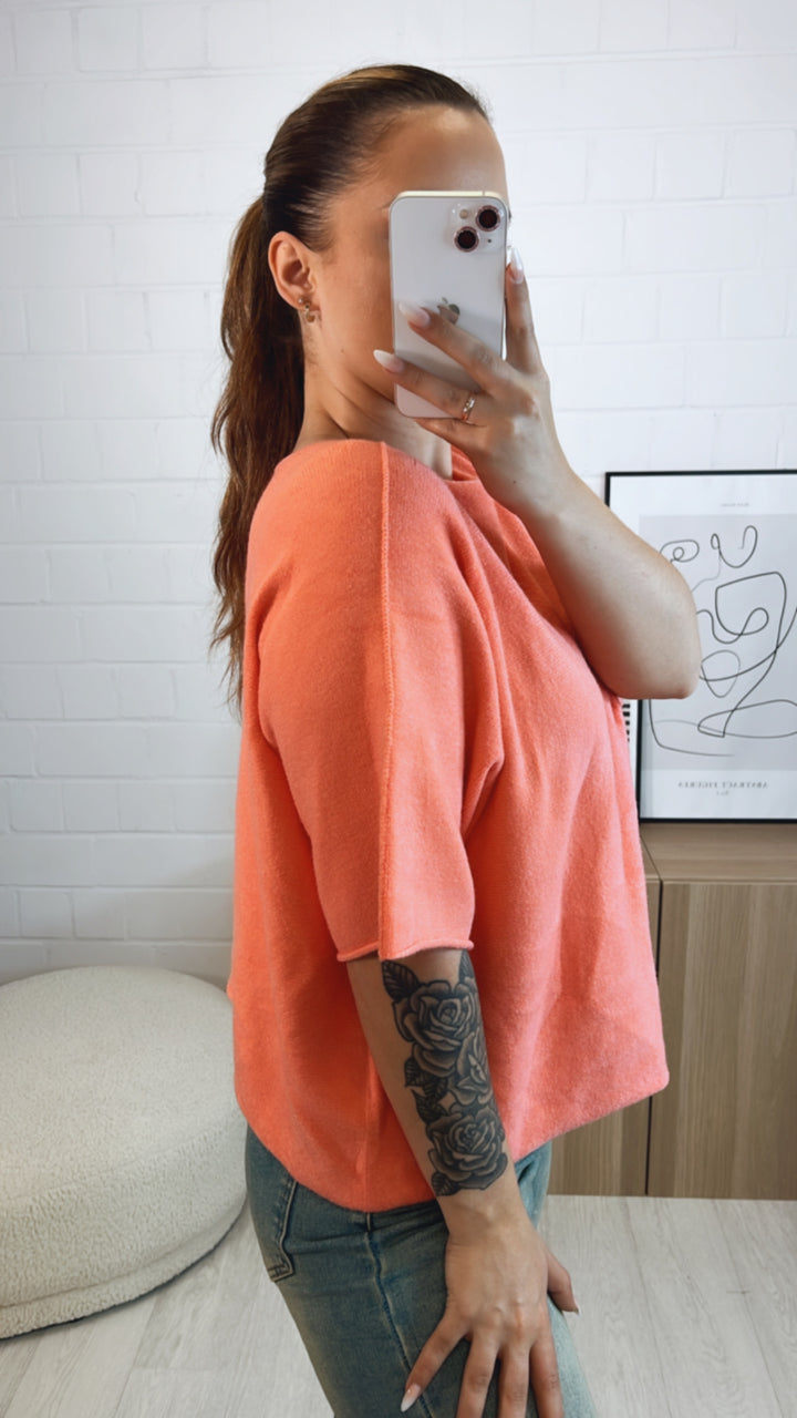Leichtes Strick oversize T-shirt / soft orange Art. 9731