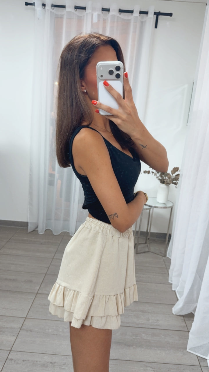 Volant Skort / Hosen Rock / beige Art. 15867