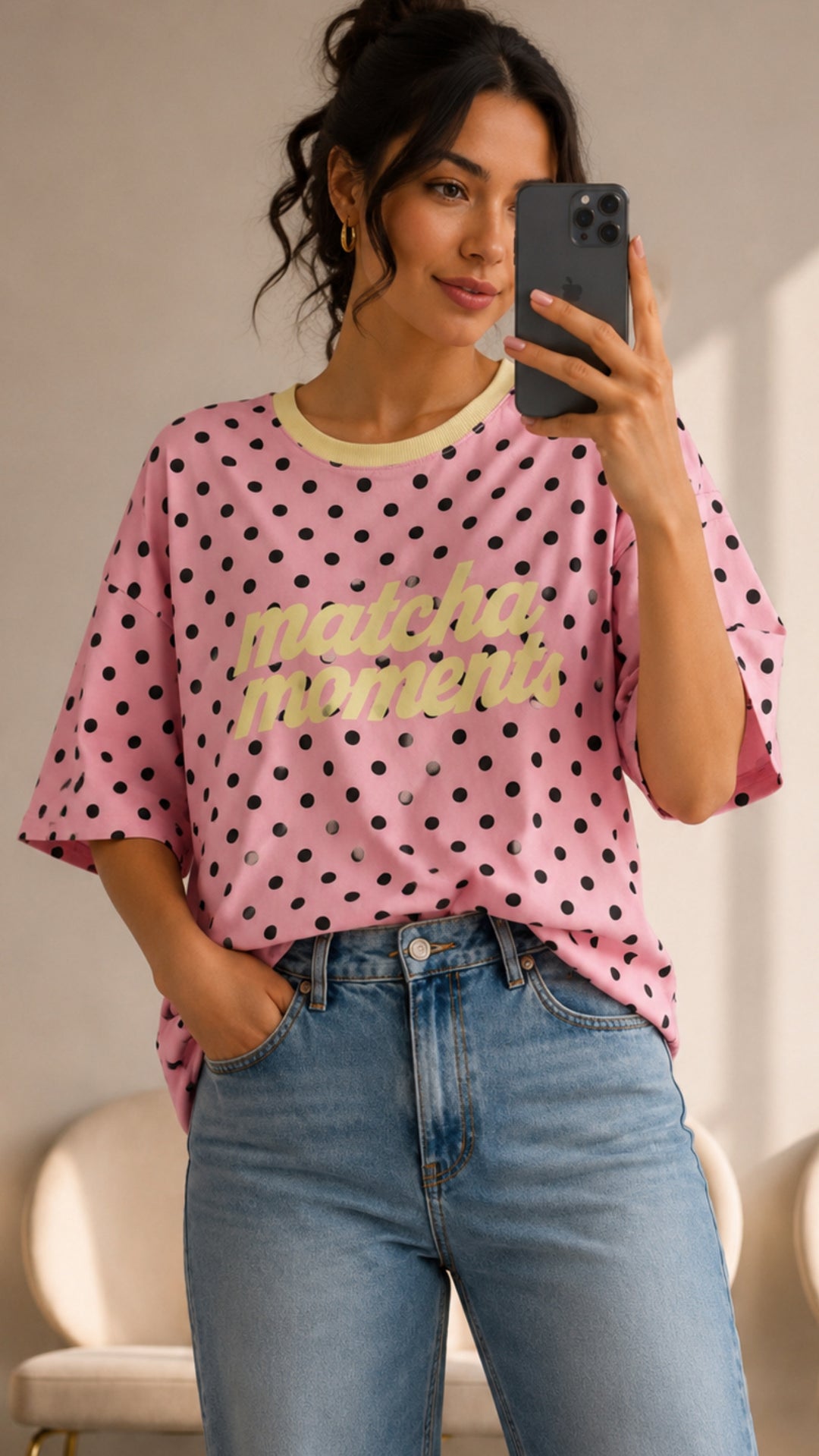 PUNKTE T-shirt " Moments " / rosa - schwarz - soft gelb Art. 15788