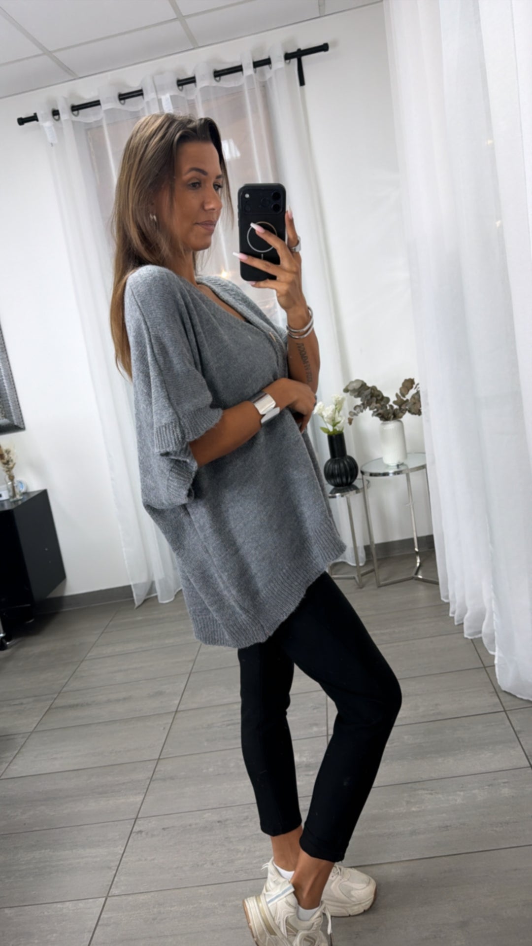 Ärmelloser Oversize Cardigan / grau Art.16359