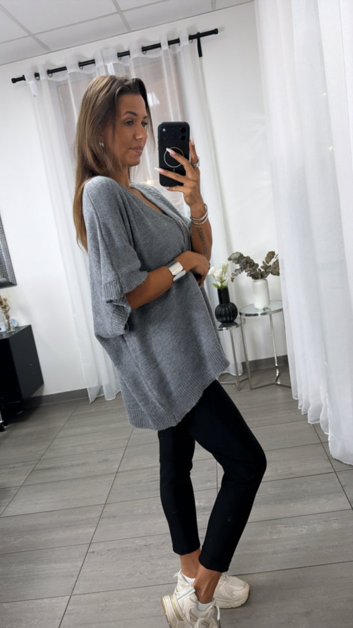 Ärmelloser Oversize Cardigan / grau Art.16359