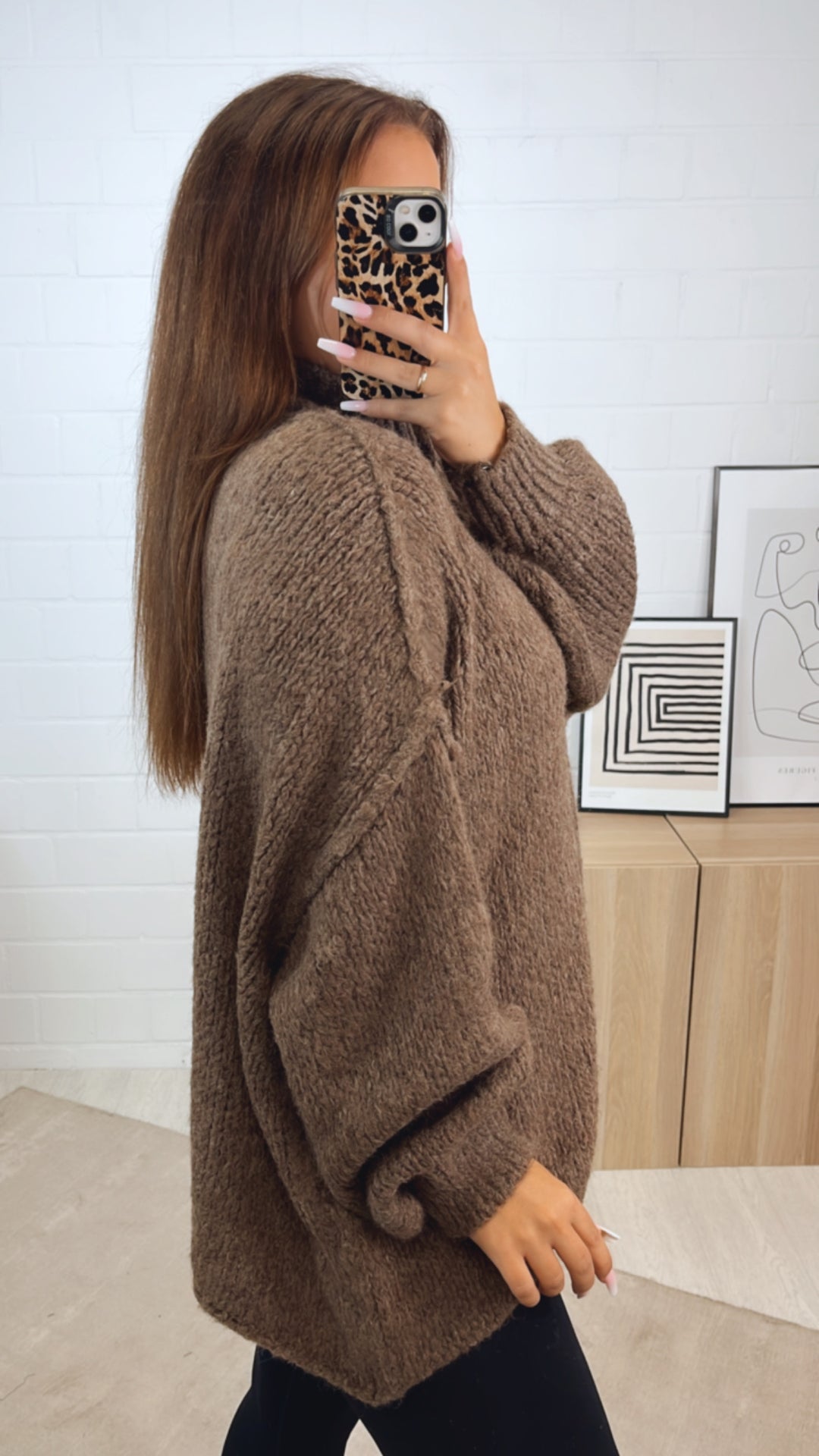 PERLMUTT KNÖPFE Kuschel Cardigan / braun meliert Art. 12363