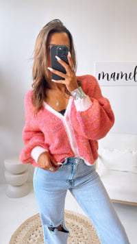 Farbmix Cardigan / orange - grün - pink - rosa Art. 10822