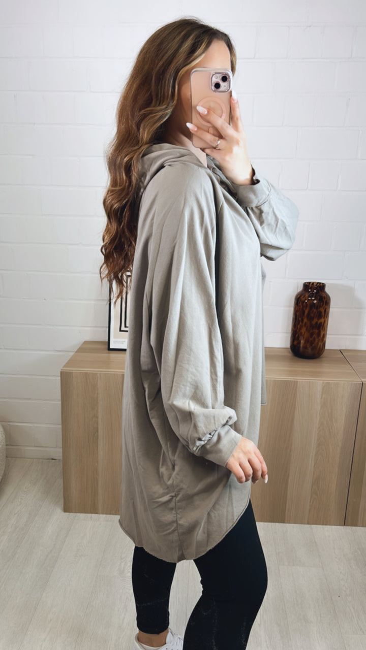Vokuhila Hoodie / taupe Art. 9960