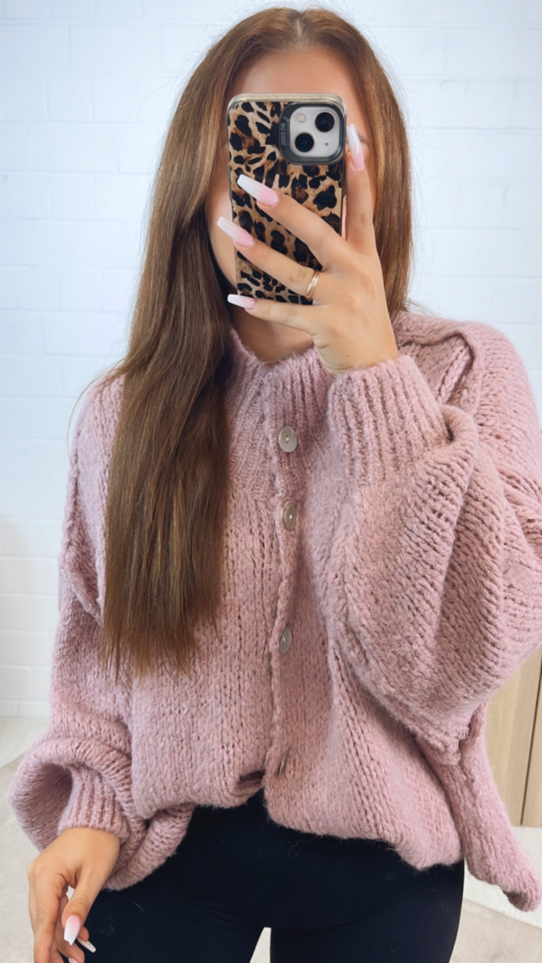 PERLMUTT KNÖPFE Kuschel Cardigan / beere Art. 12360