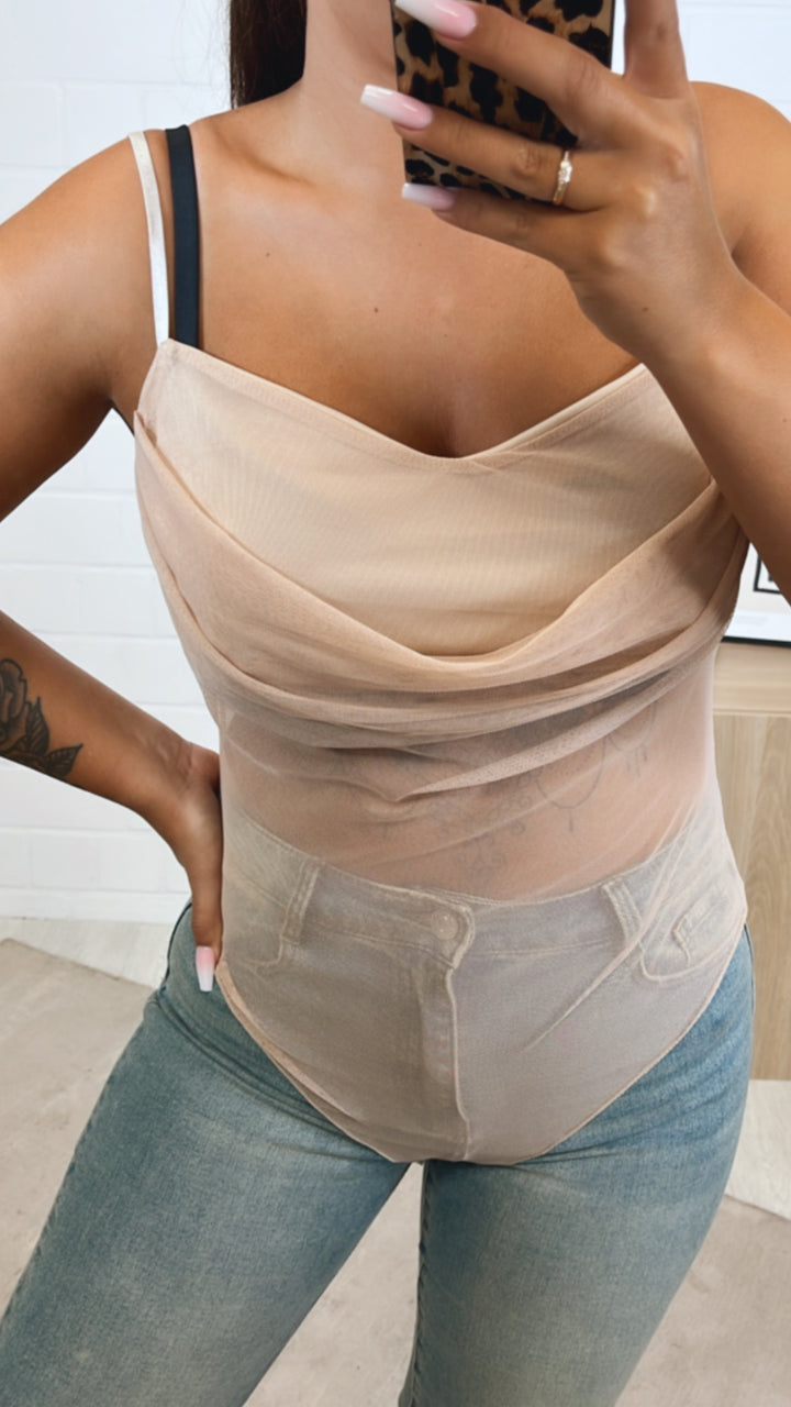 Body in Mesh Optik, verstellbare Träger / beige Art. 10848