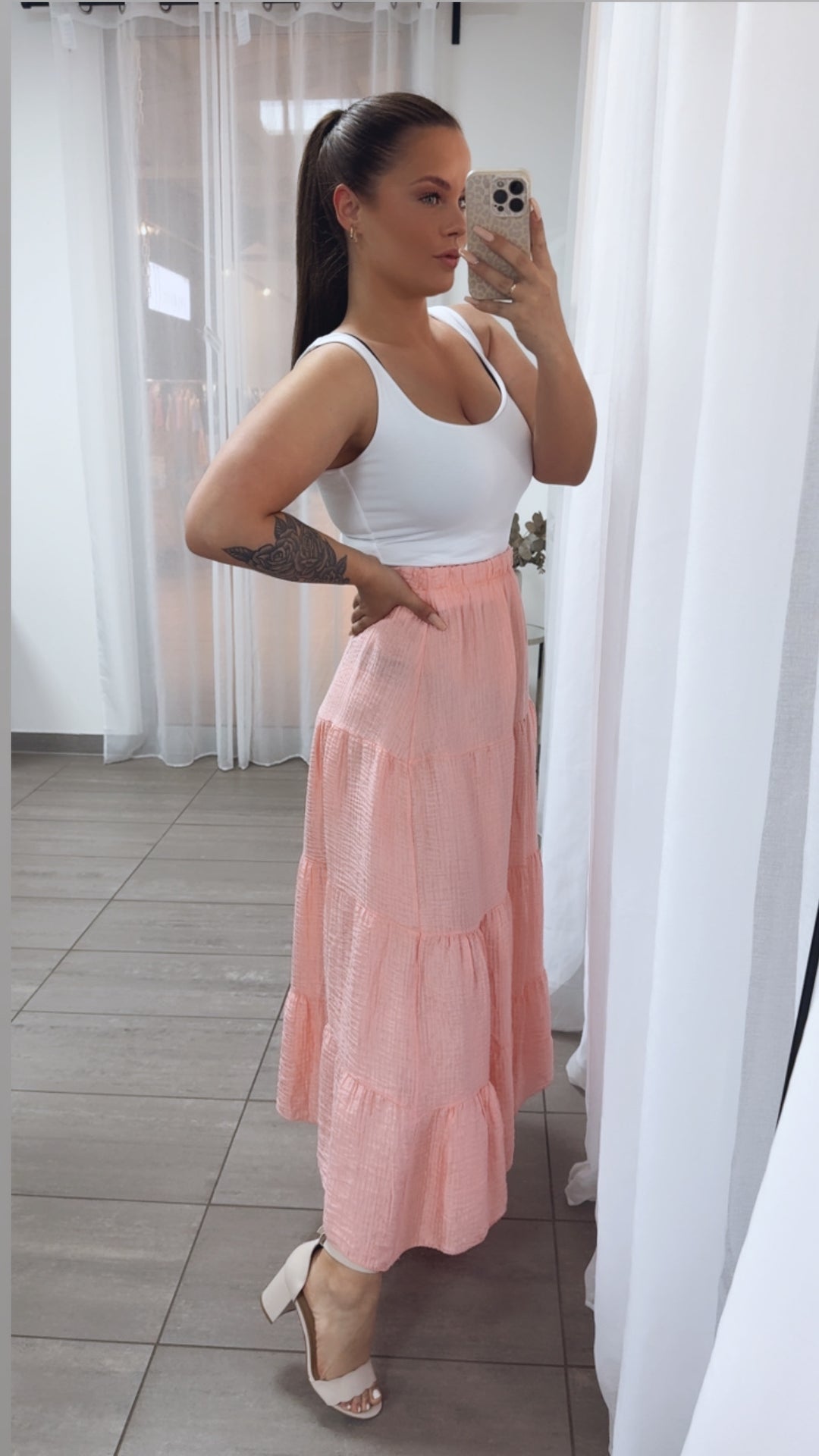 LYOCELL Maxi Rock / lachs Art.14870