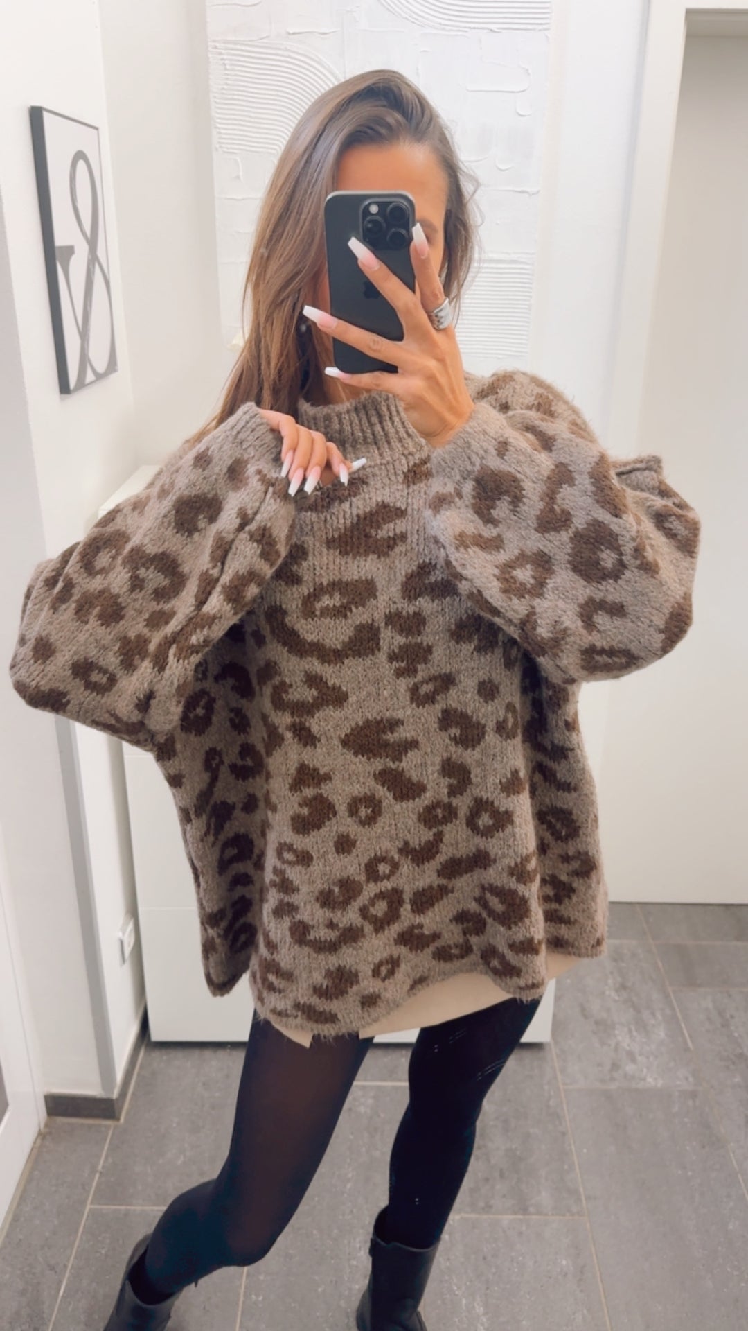 LEO Oversize Kuschel - Pullover / braun meliert - schoko braun Art. 12694