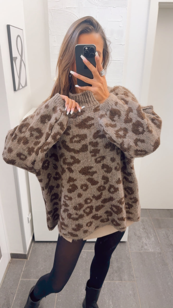 LEO Oversize Kuschel - Pullover / braun meliert - schoko braun Art. 12694