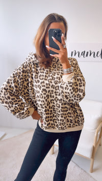 LEO Hoodie mit Kapuze / beige - schwarz - braun Art. 12470