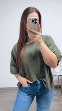 leichter Pullover, kurze Arme / khaki Art. 13716