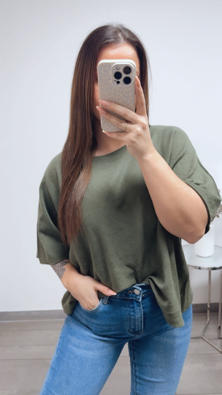 leichter Pullover, kurze Arme / khaki Art. 13716