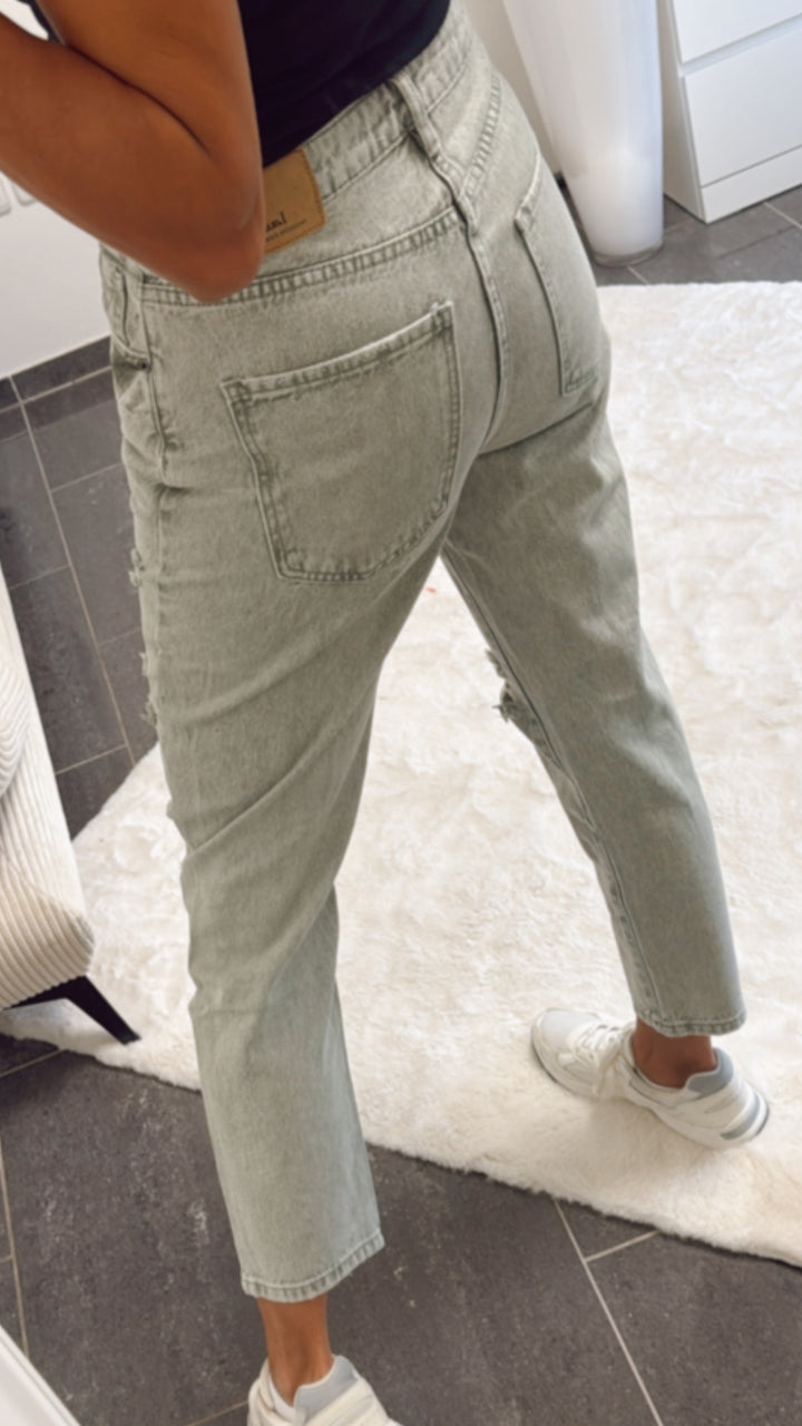 Mom - Jeans Hose  " AK569-4 " / verwaschenes salbei Art. 10960