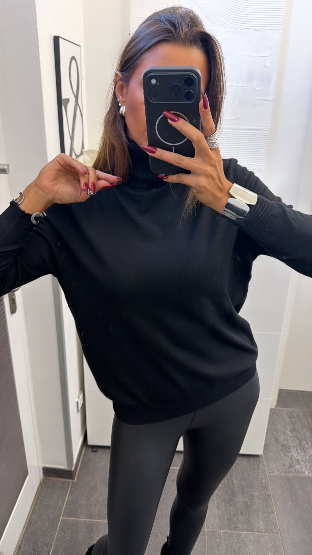 Rollkragen Feinstrick Pullover / schwarz Art.16291