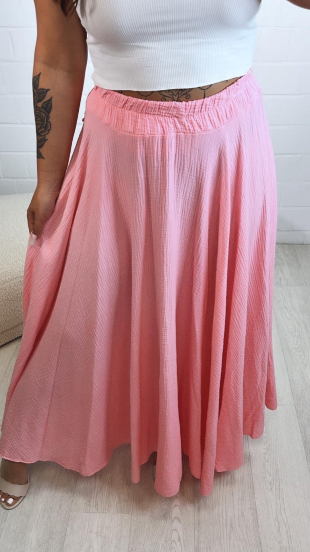 langer, ausgestellter Musselin Rock / soft pink Art. 10584