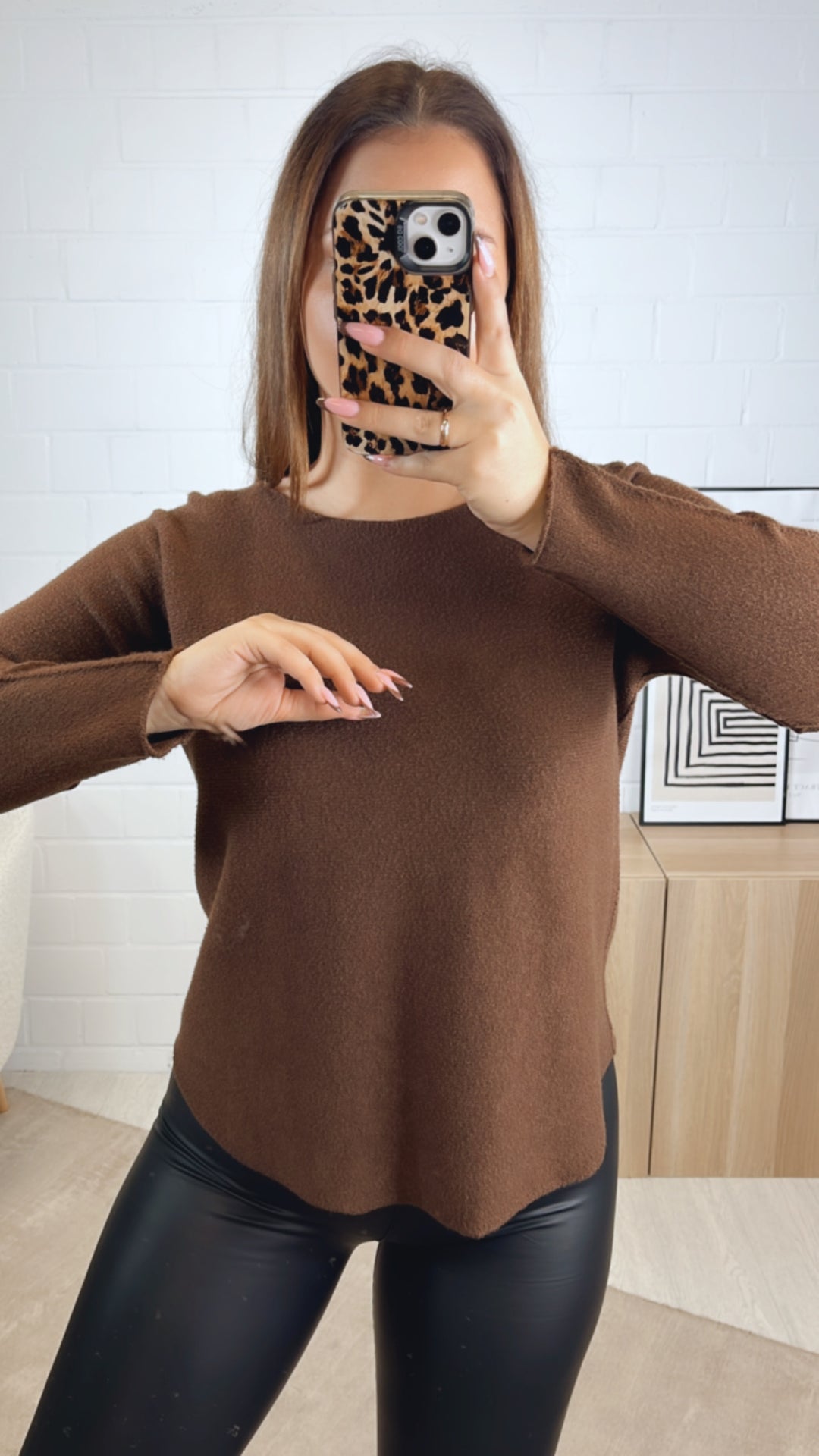 RUNDAUSSCHNITT Leichter, super weicher Pullover / schoko braun Art. 12992