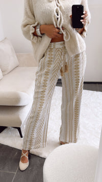 PREMIUM Summer Vibe Hose / weiss - beige Art. 9173
