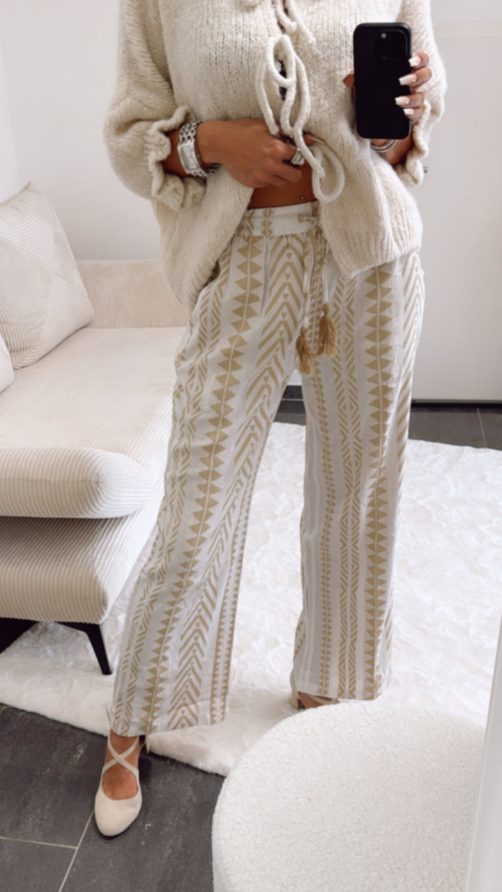PREMIUM Summer Vibe Hose / weiss - beige Art. 9173