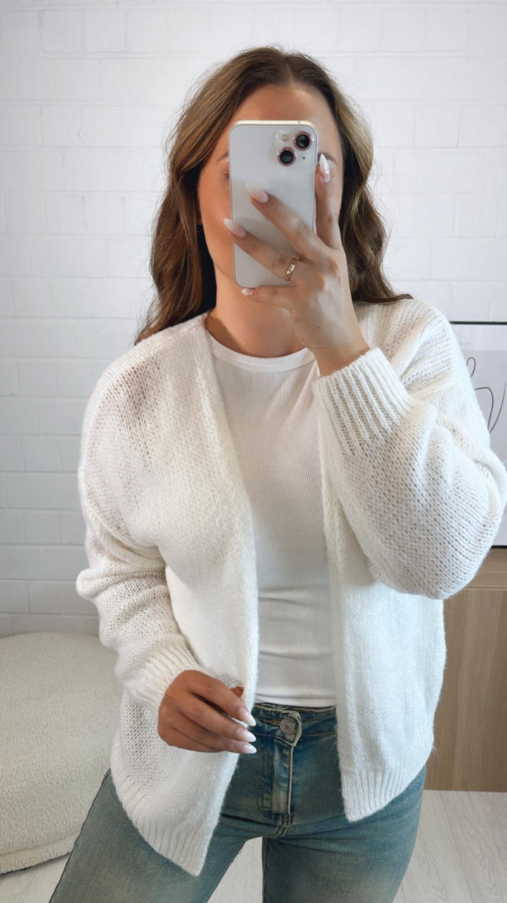Offener Strick Cardigan / reinweiss Art. 9739