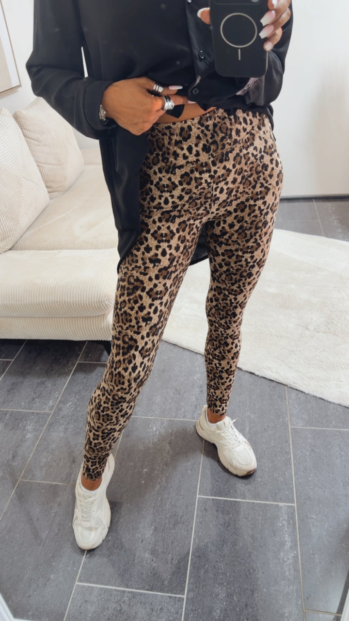 LEO ultra softe Leggings / beige - braun - schwarz Art. 15331