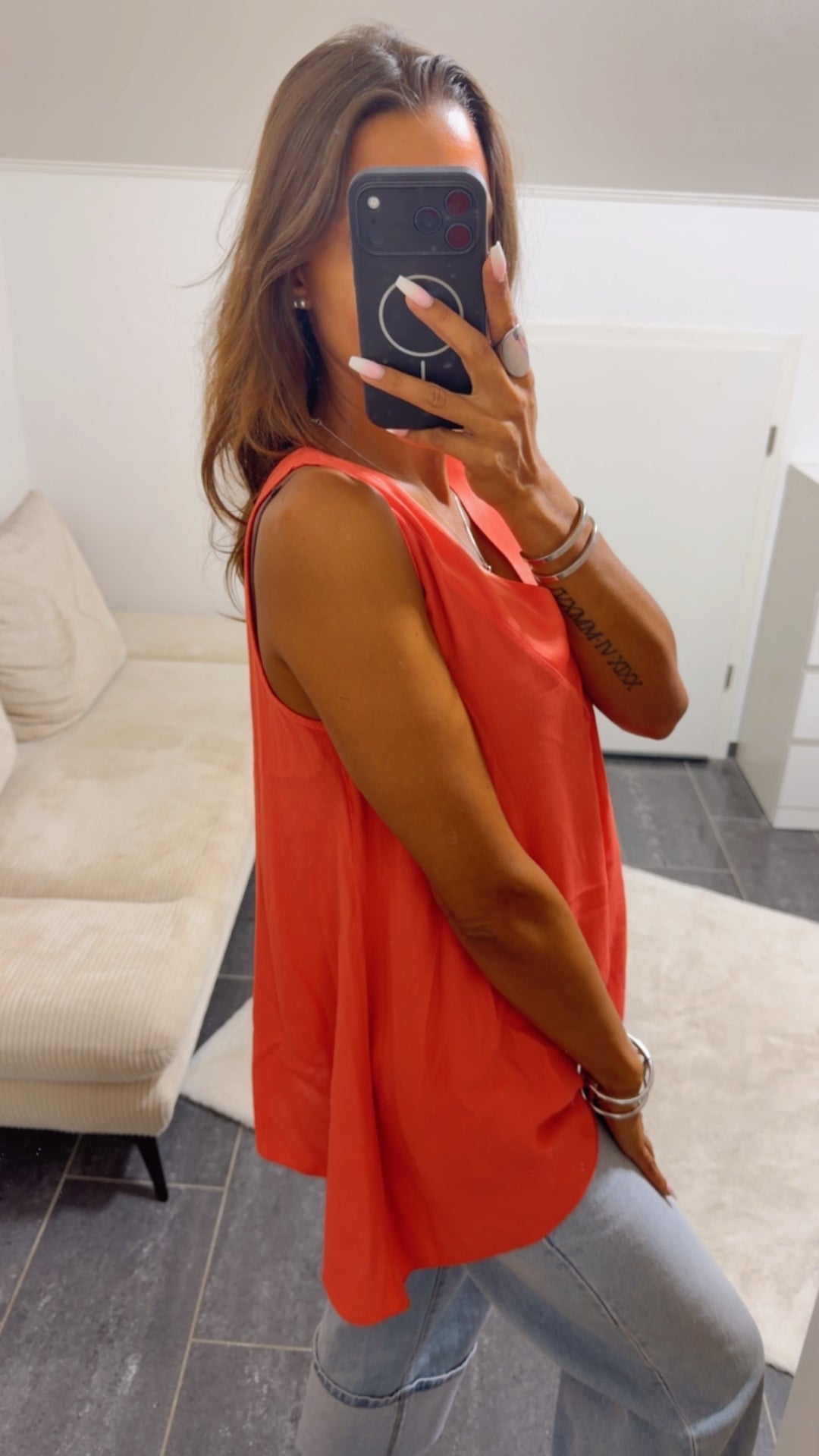 weites Blusen Top mit Bindedetail / coral Art. 15441
