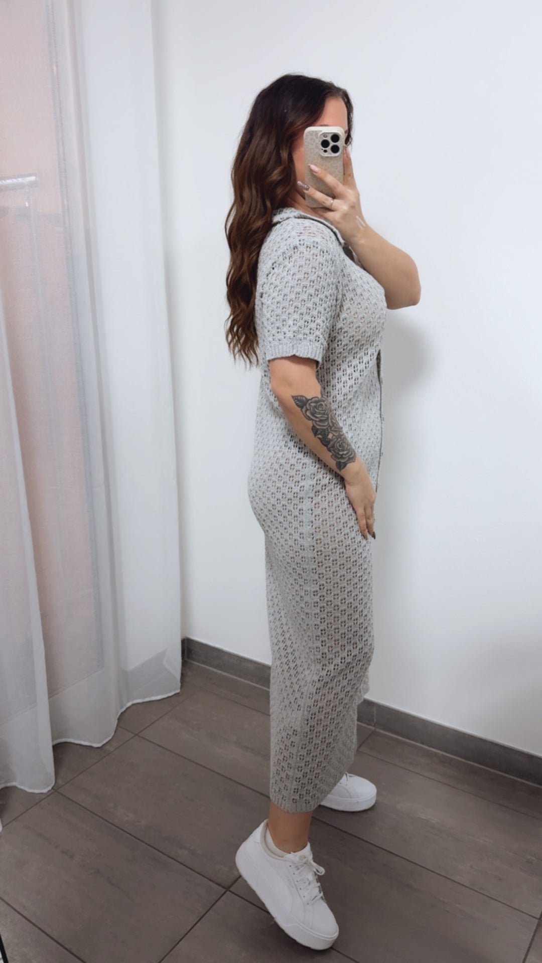 HOLIDAY (Maxi-) Kleid mit durchgehender Knopfleiste / hell grau Art. 14380