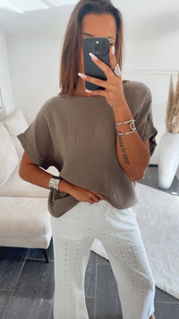 MUSSELIN Long T-shirt / taupe Art. 14760