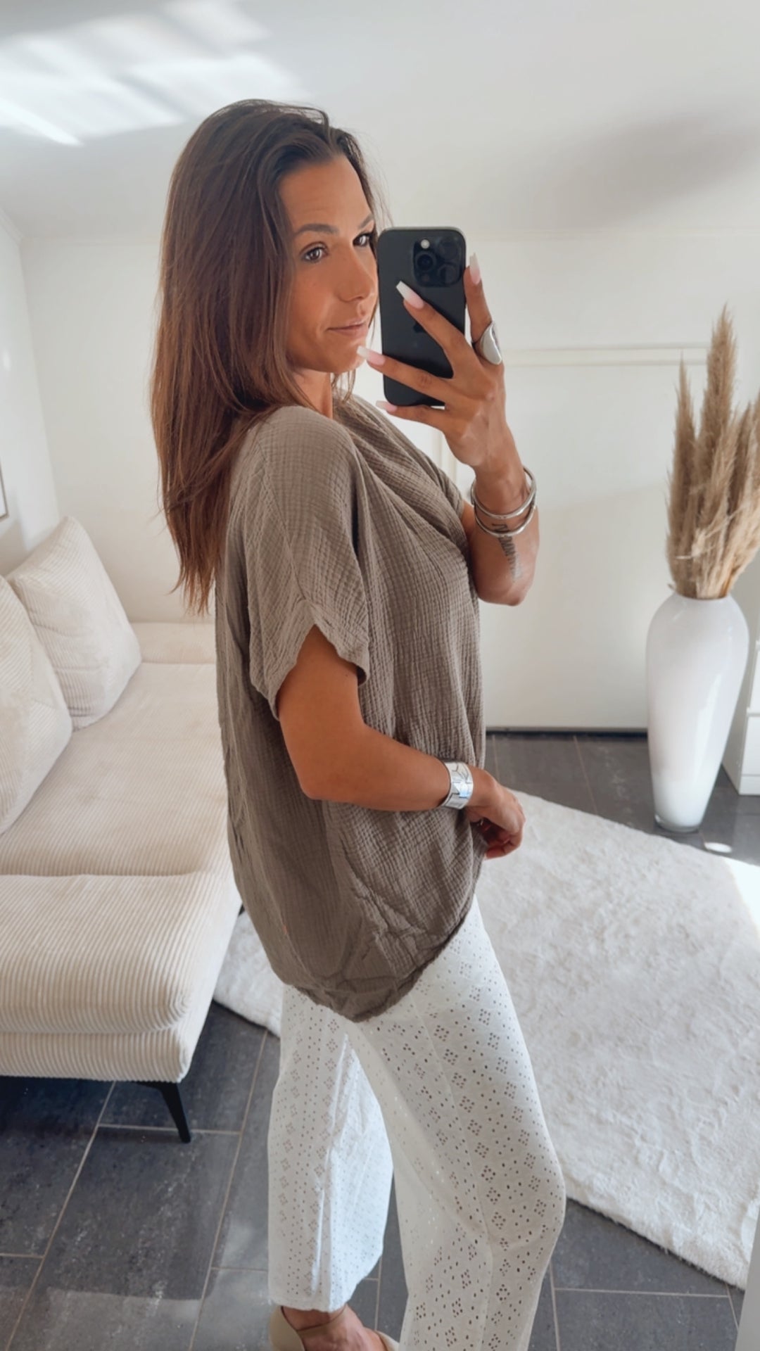 MUSSELIN Long T-shirt / taupe Art. 14760