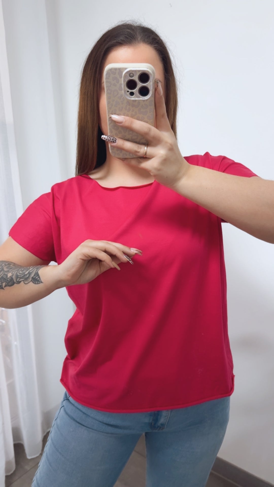 Baumwoll Basic T-Shirt / magenta Art. 14238