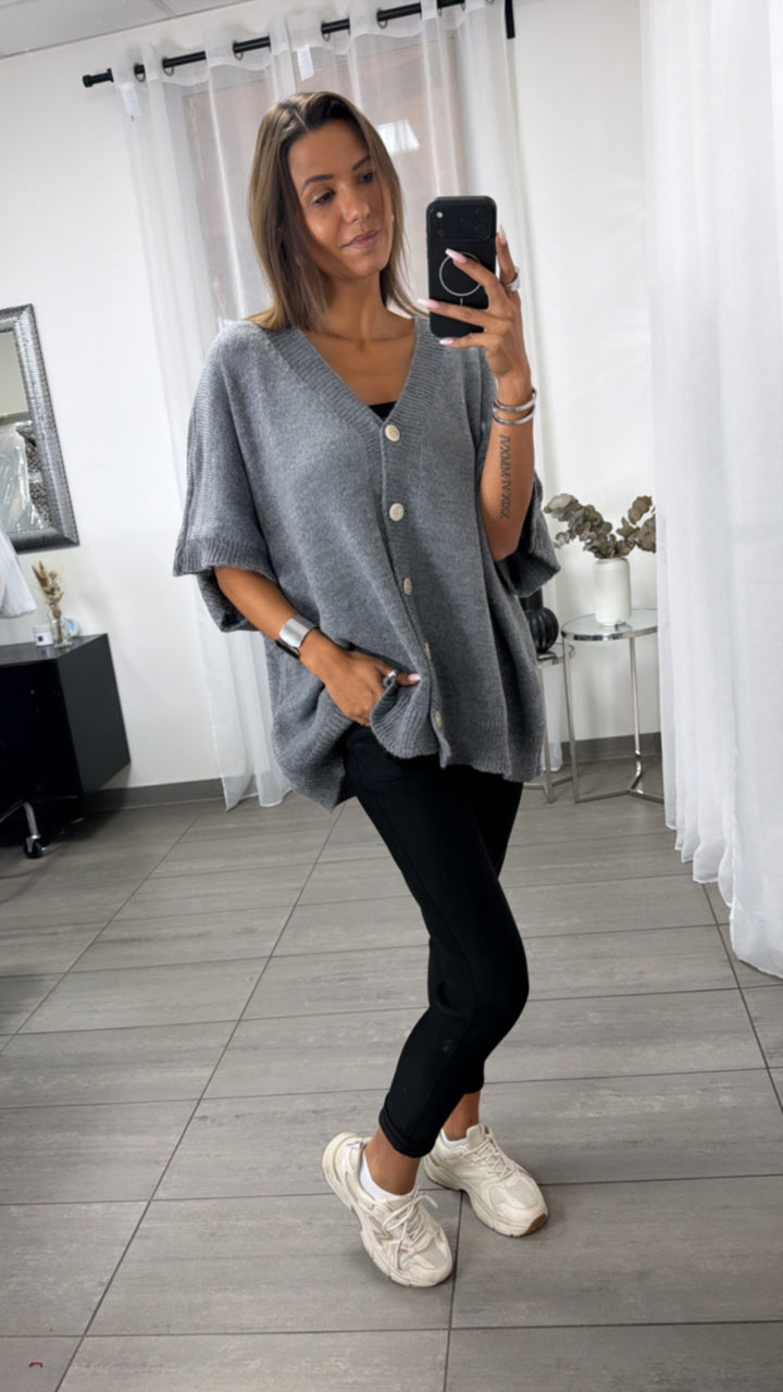 Ärmelloser Oversize Cardigan / grau Art.16359