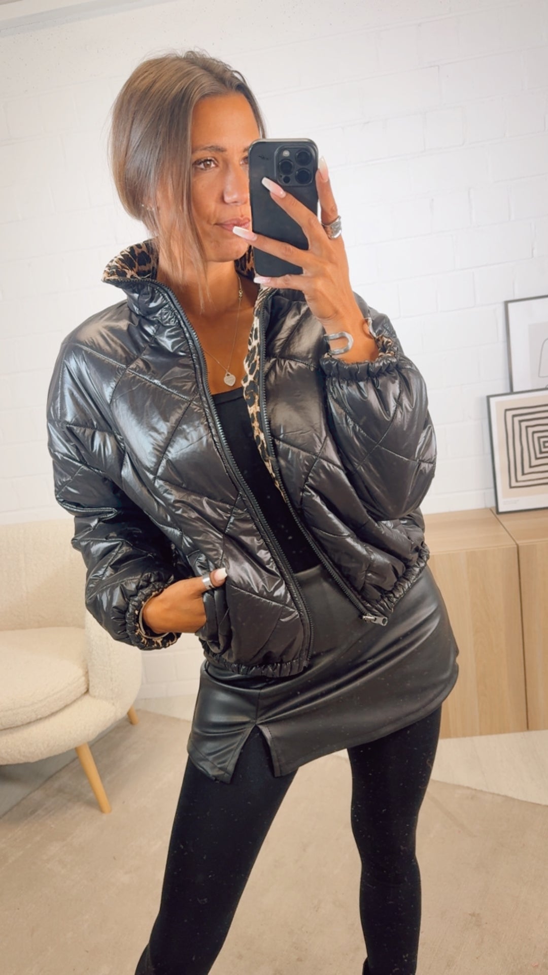 Wende Jacke Leo - Schwarz - glänzend / Leo - Schwarz Art. 12591