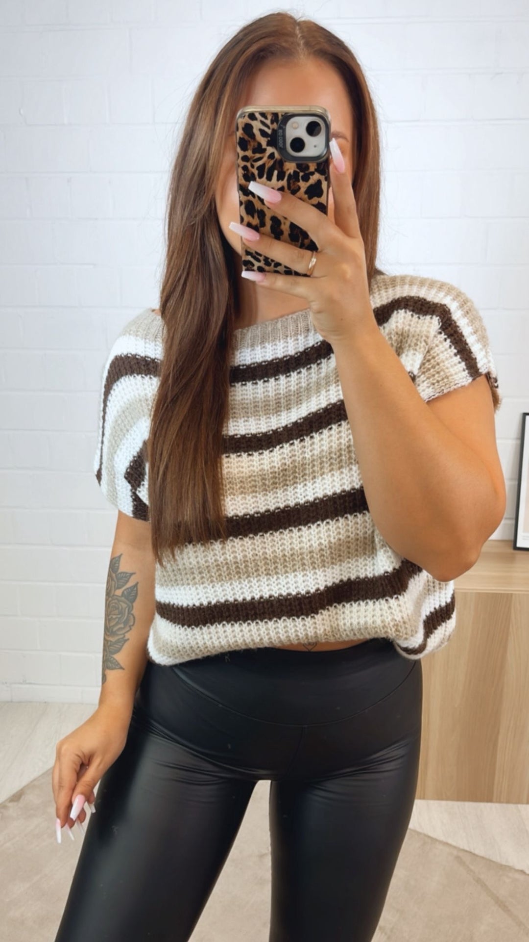 Strickpullunder im Farbmix / braun - weiß - beige Art.122354
