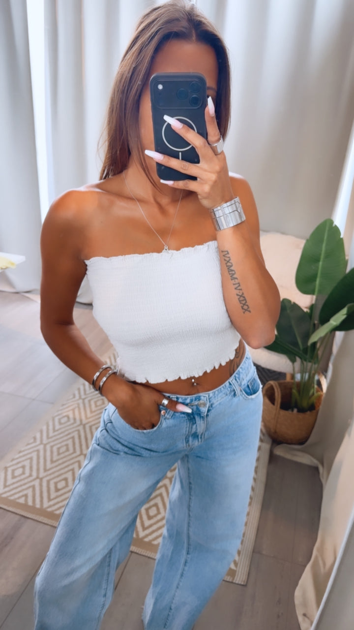 MUSSELIN Bandeau Top / beige Art. 15295