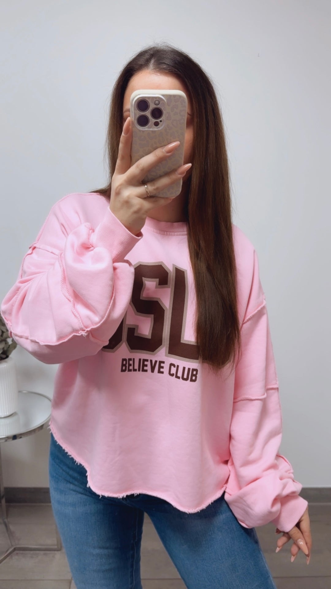 Sweater " Believe Club ", used Elemente / soft pink Art. 13834
