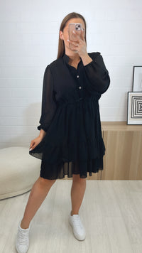 Schickes Kleid mit verstellbarer Taille / schwarz Art. 9787