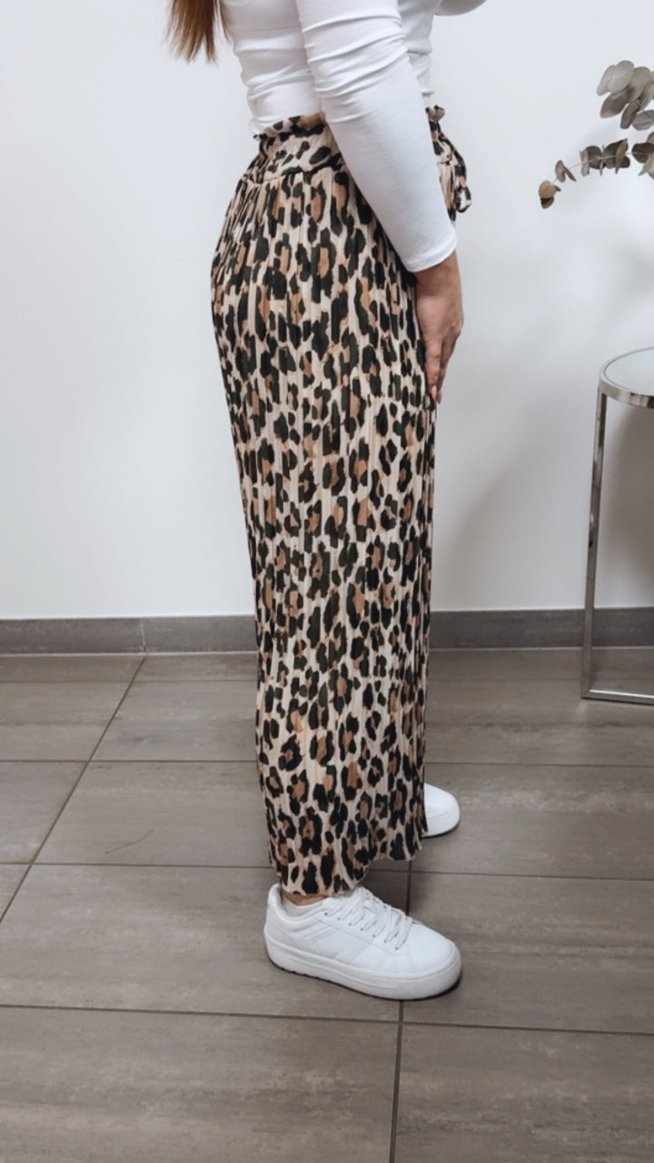 LEO Plissee Hose / khaki - creme - camel Art. 13170