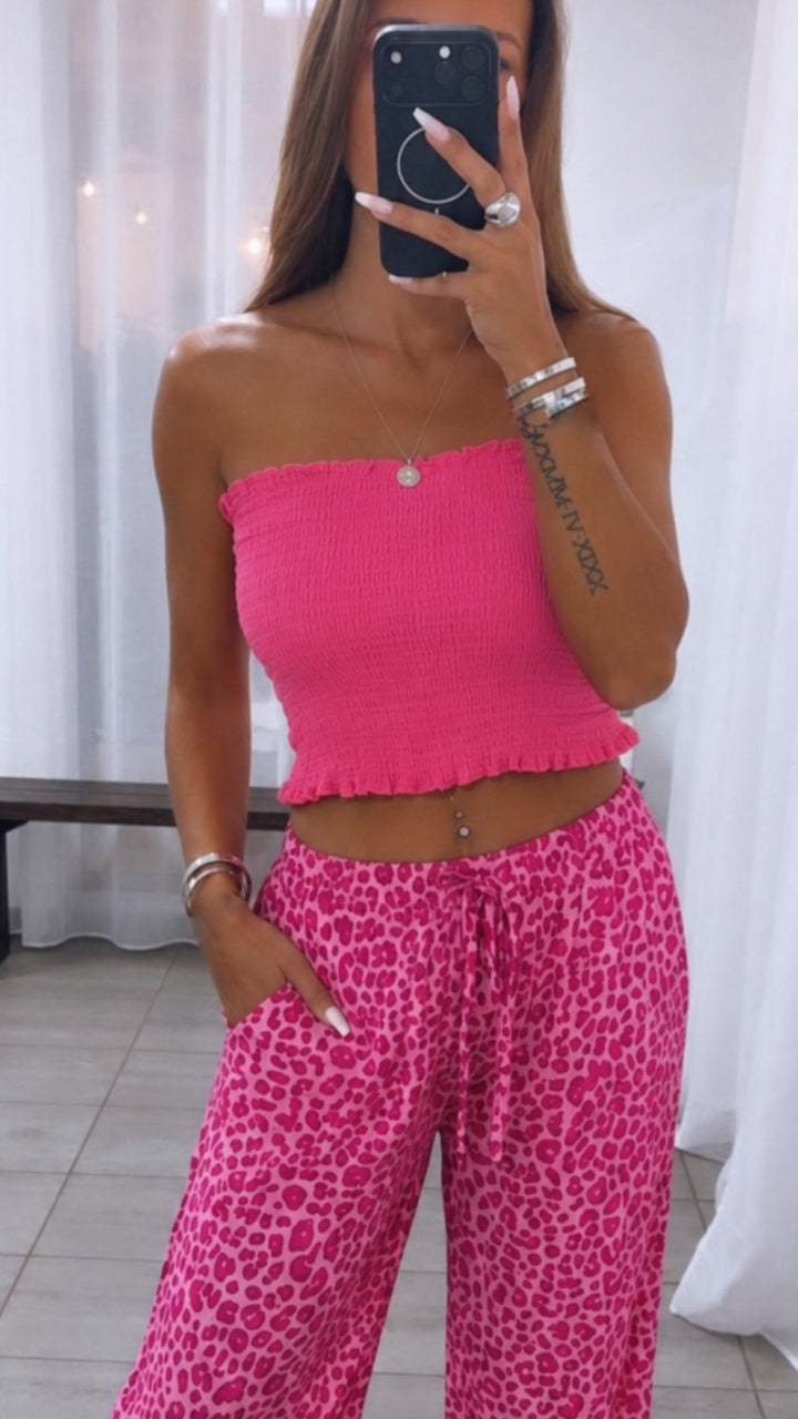 Softe Leo Stoff Hose KLEINES MUSTER / pink - magenta Art. 15394