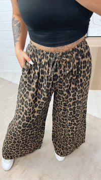 LEO lockere, lange Musselin Hose / camel - schwarz - braun Art. 10674