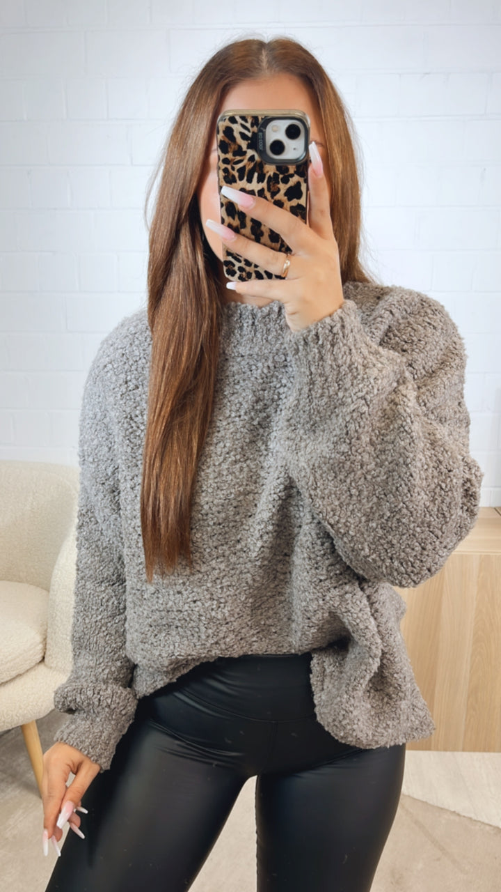 TEDDY Pullover mit Stehkragen / braun meliert Art. 12456