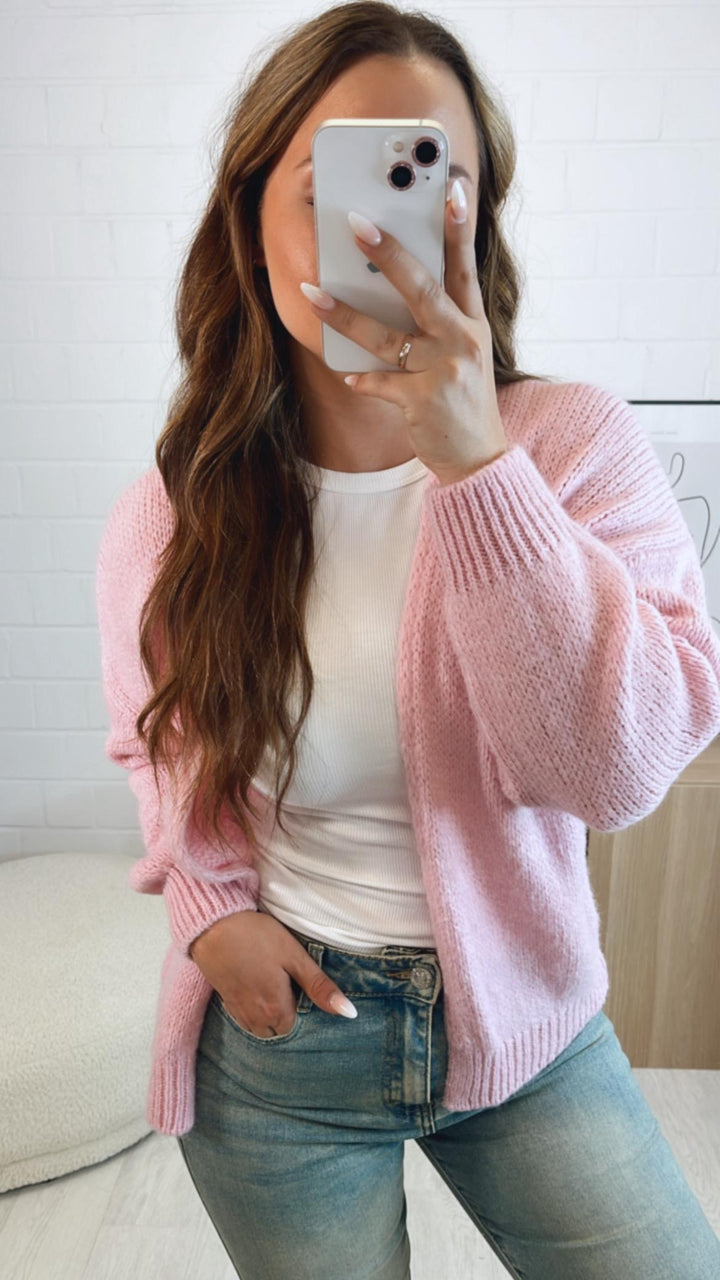 Offener Strick Cardigan / rosa Art. 9738