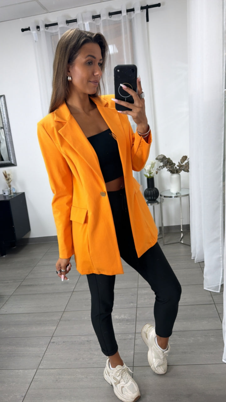 Leichter Long Blazer mit Knopfdetail / orange Art.16301
