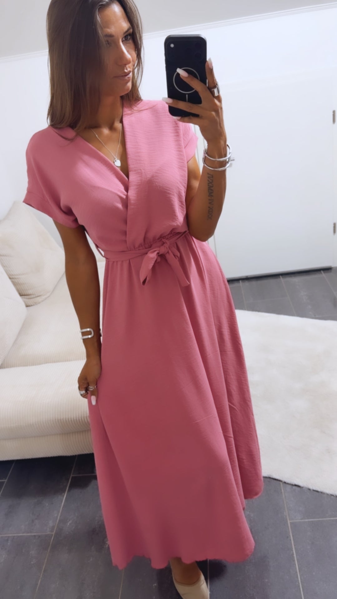 Maxi Kleid zum Binden, Wickeloptik / beere Art. 15373