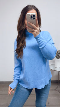 Feiner Strickpullover mit gerippten Akzenten / blau Art.13883