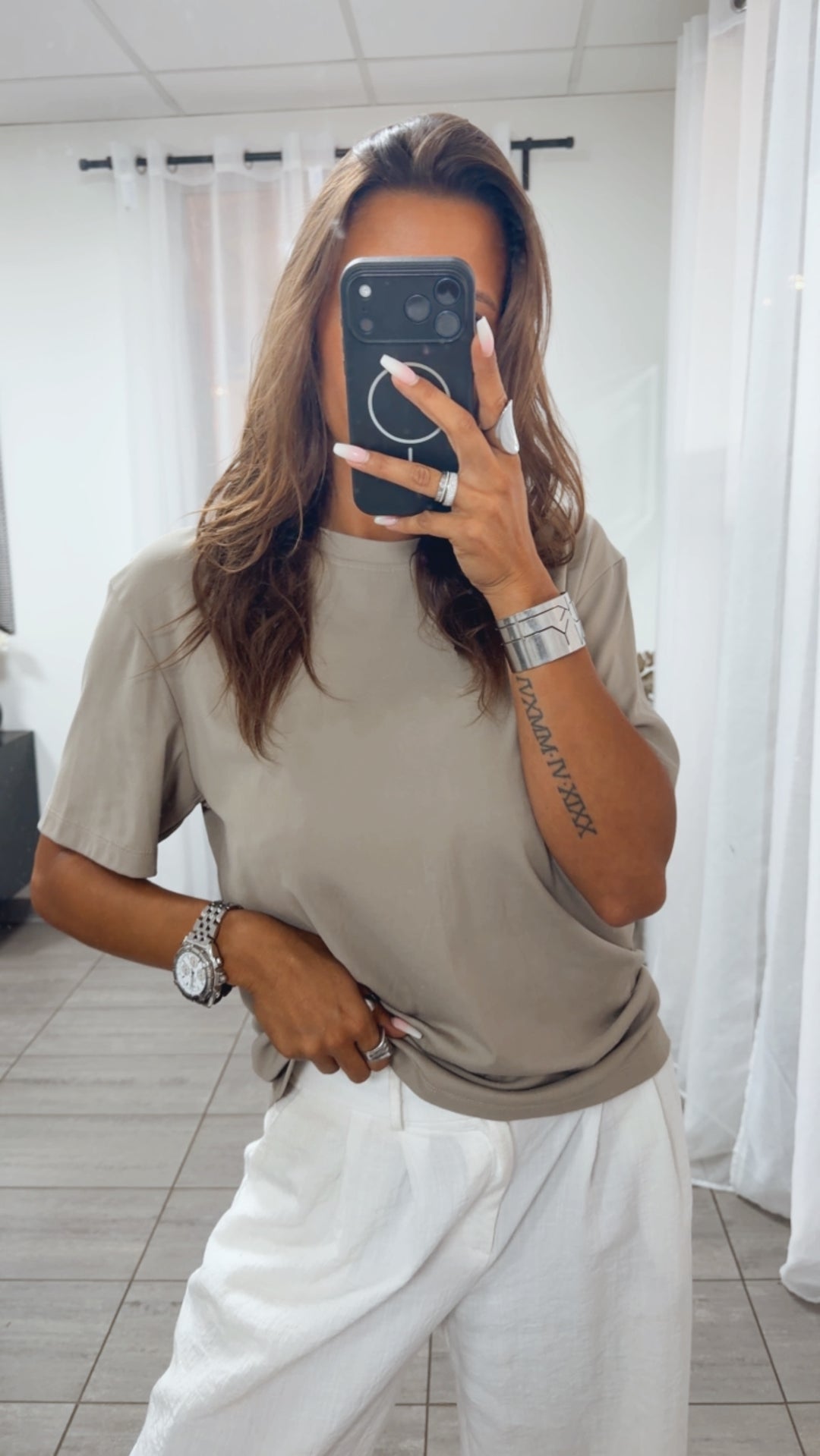 zeitloses oversize T-shirt / light taupe Art. 15389